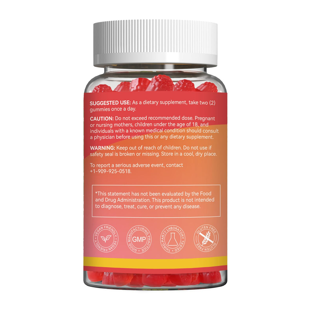 Gummies NAC Agumoon dans une main, vue rapprochée