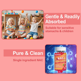 Gummies NAC Agumoon sur une table avec des fruits