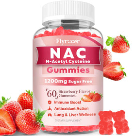 Gummies NAC Flyrocer 60 comprimés fraise devant l'emballage