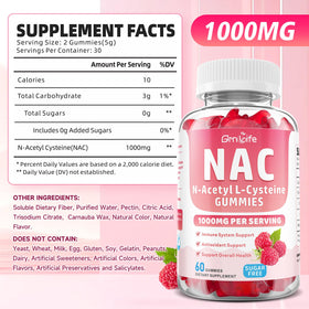 Gummies NAC GrnLife avec texture agréable et goût framboise