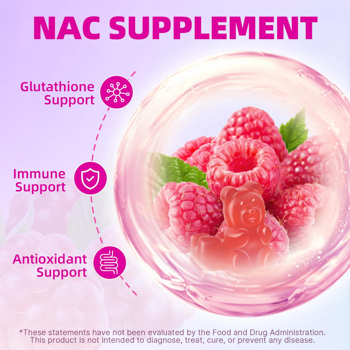 Gummies NAC Mchokuu 1000mg avec la bouteille ouverte