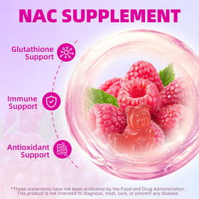 Gummies NAC Mchokuu 1000mg avec la bouteille ouverte