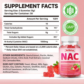 Gummies NAC Mchokuu 1000mg saveur fraise sur fond blanc