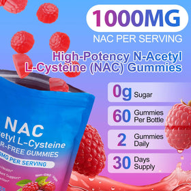 Gummies NAC Ruduwu 1000mg, vue de côté avec dosage