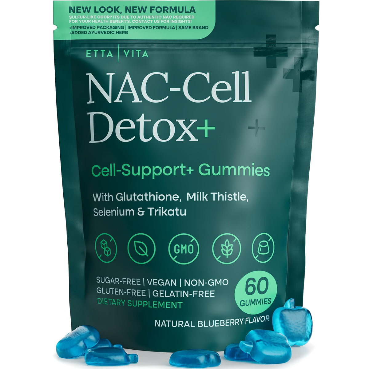 Gummies NAC sans sucre Etta Vita en vue de face avec emballage