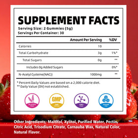Gummies NAC YUULAI 1000mg fraise, vue de côté