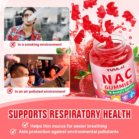 Gummies NAC YUULAI 1000mg, informations nutritionnelles sur l'emballage