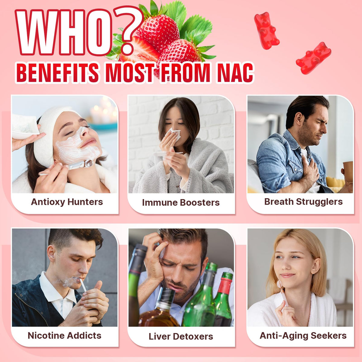Gummies NAC YUULAI 1000mg, ingrédients naturels