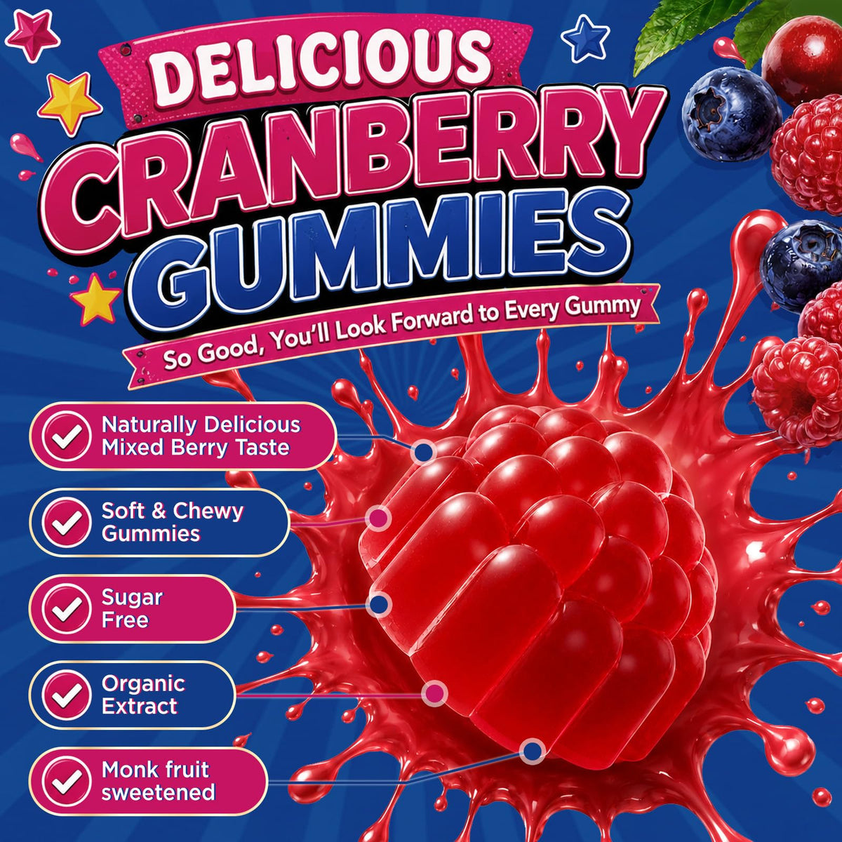 Gummies NATISLAND à la cranberry et D-Mannose avec des ingrédients naturels