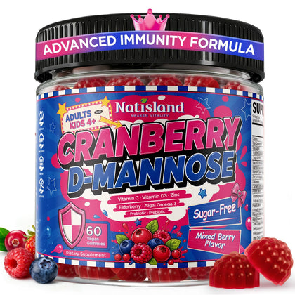 Gummies NATISLAND à la cranberry et D-Mannose, vue avant du produit
