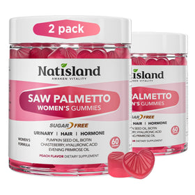 Gummies NATISLAND au Saw Palmetto pour femmes, boîte de 120 unités