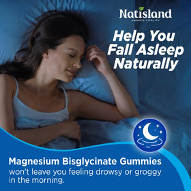 Gummies NATISLAND de Magnésium Bisglycinate dans un bol