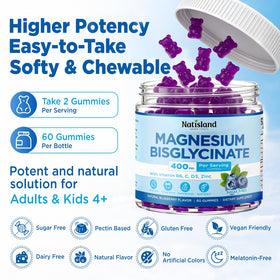 Gummies NATISLAND de Magnésium Bisglycinate, présentation en main