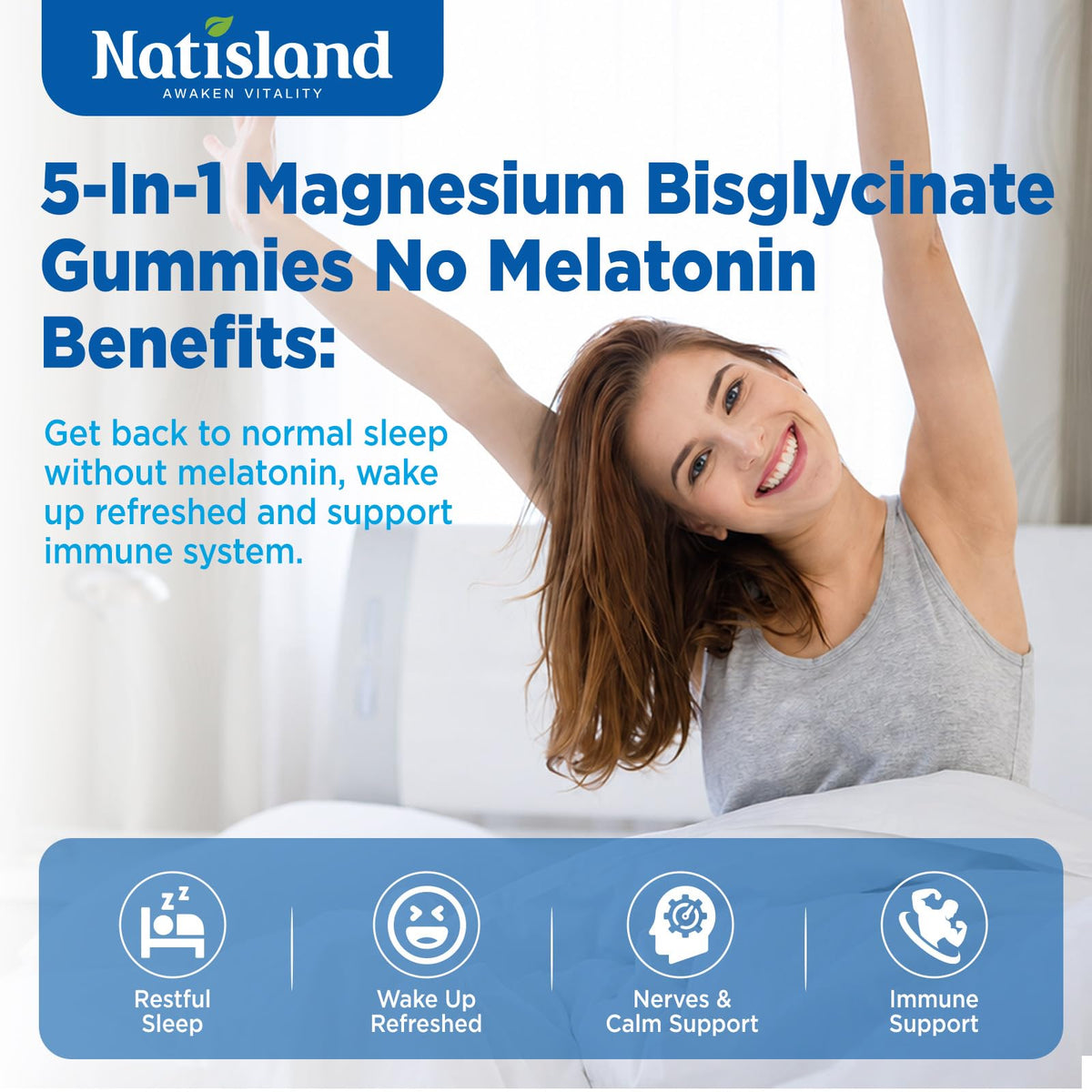Gummies NATISLAND de Magnésium Bisglycinate sur une table