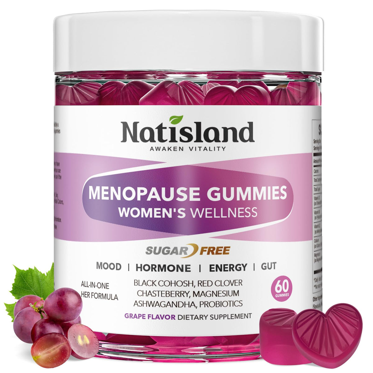 Gummies NATISLAND pour la ménopause, 60 unités, vue de face