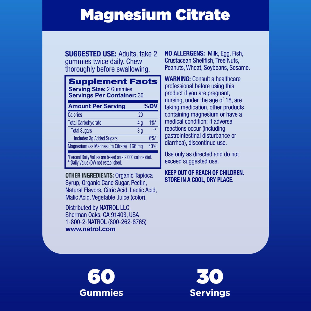 Gummies Natrol au magnésium citrate avec des fruits