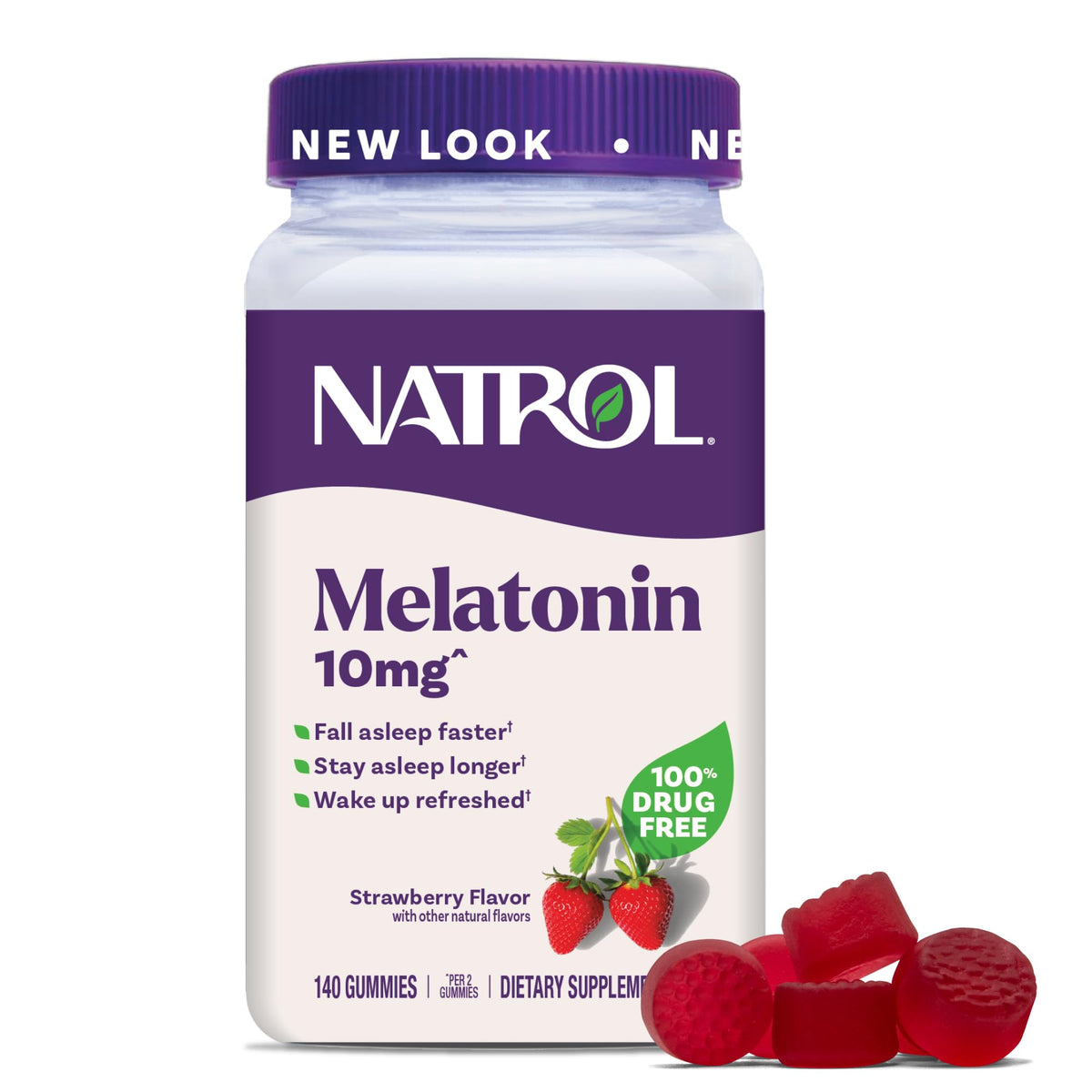 Gummies Natrol Mélatonine 10 mg vue de face avec emballage