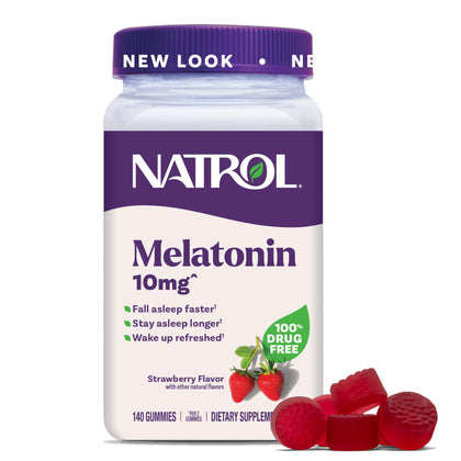 Gummies Natrol Mélatonine 10 mg vue de face avec emballage