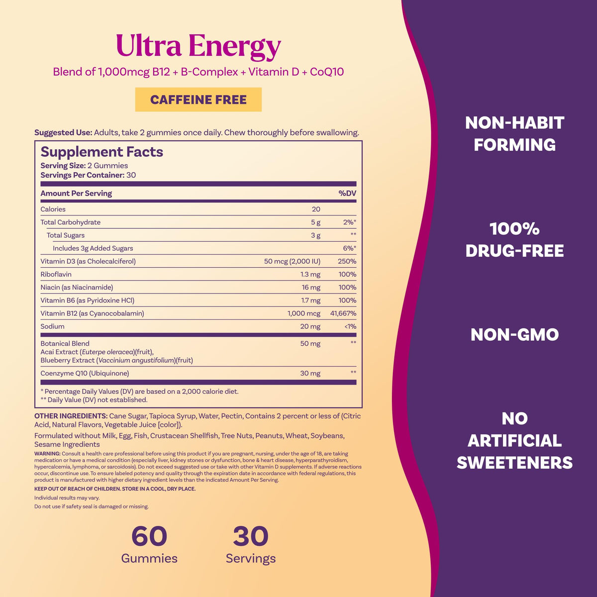Gummies Natrol Ultra Energy 4-en-1 B12 1000 mcg avec des fruits