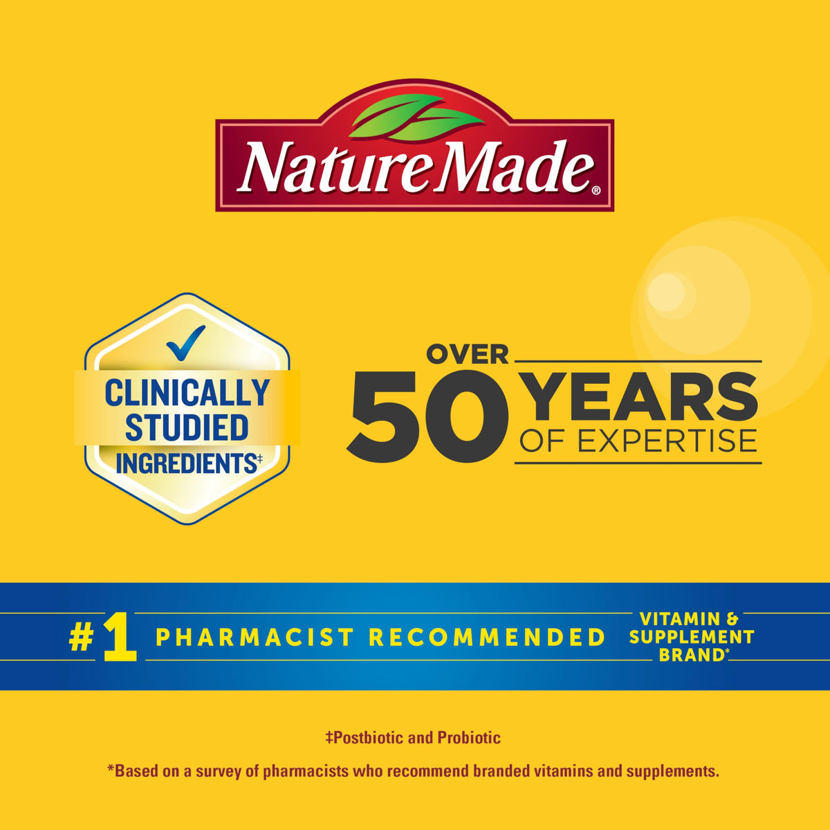 Gummies Nature Made Biotiques Triple Action sur un fond blanc