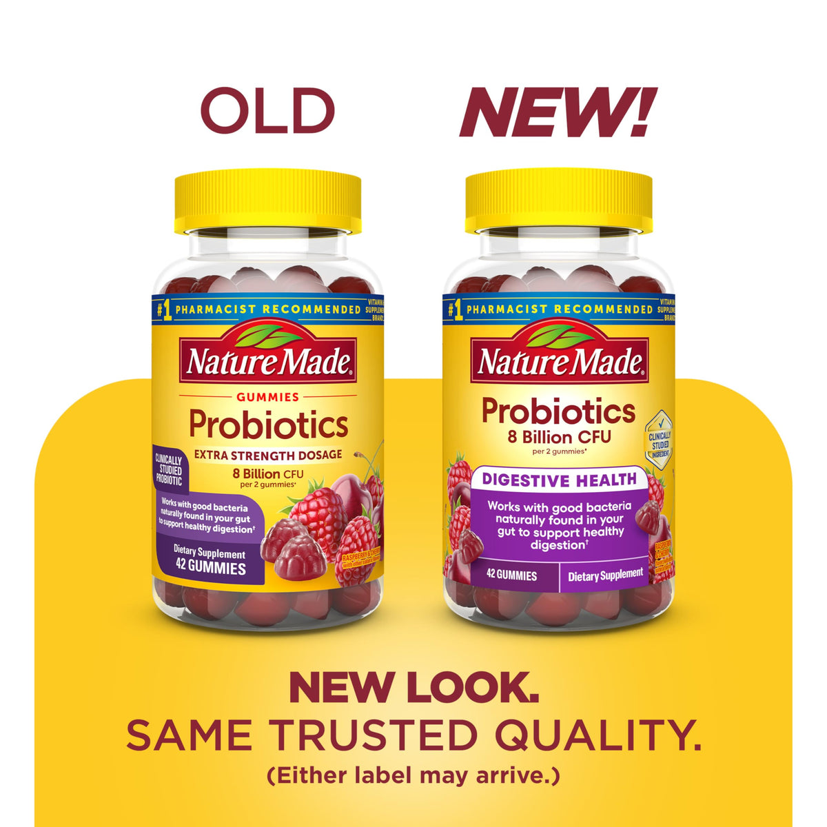 Gummies Nature Made Probiotiques en forme de gélifiés framboise et cerise