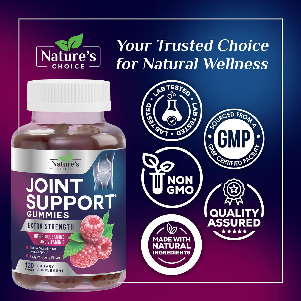 Gummies Nature's Choice dans une main, format pratique