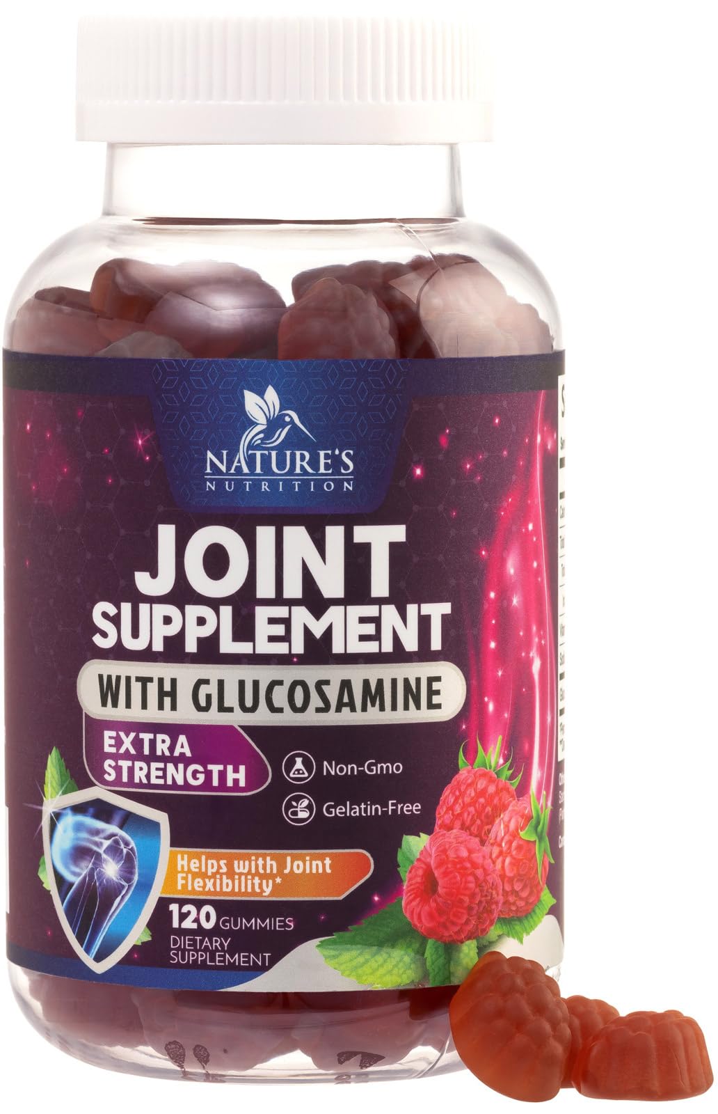 Gummies Nature's Nutrition de soutien articulaire avec glucosamine, vue de face