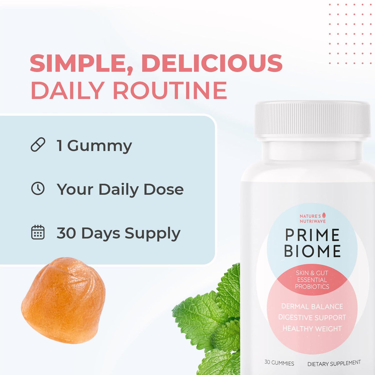 Gummies Nature’s NutriWave avec des ingrédients naturels autour