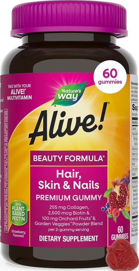 Gummies Nature's Way Alive! Beauté Cheveux, Peau & Ongles en fraise