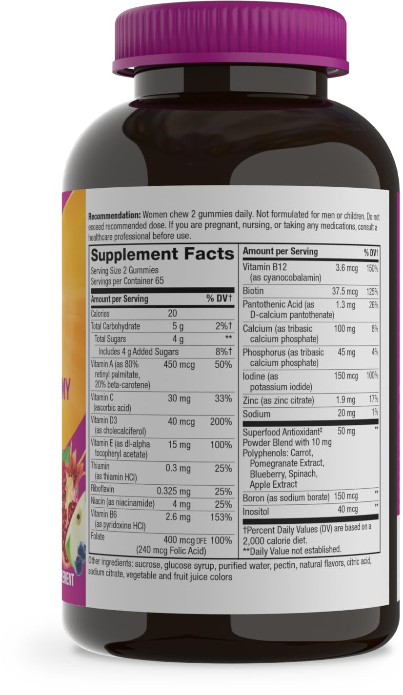 Gummies Nature's Way dans un bol avec des fruits