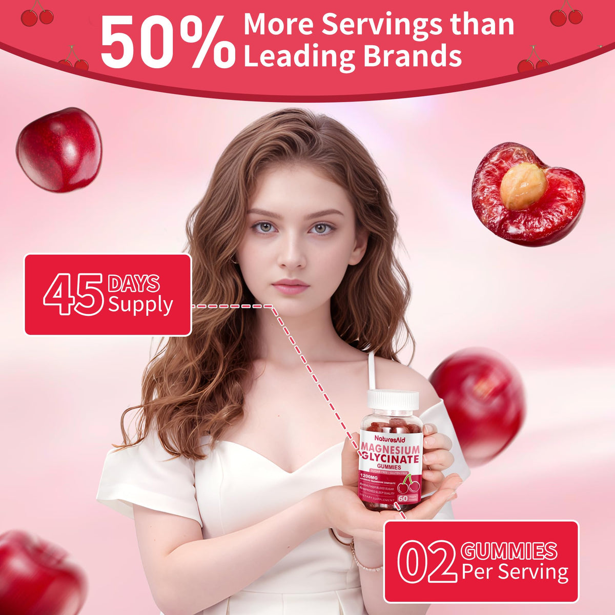Gummies Natures Aid avec des ingrédients naturels en arrière-plan