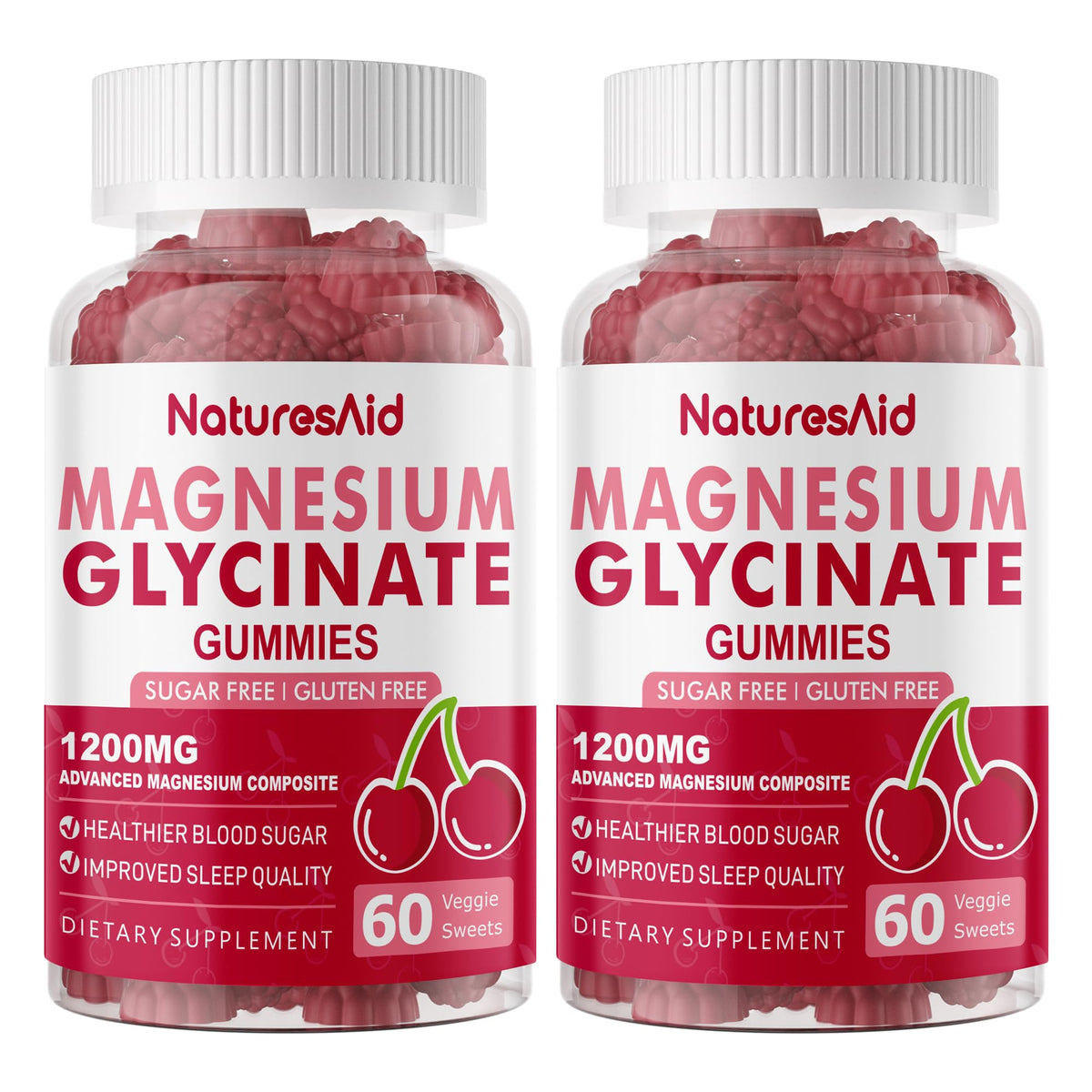 Gummies Natures Aid Magnésium Glycinate 1200mg cerise vue de devant