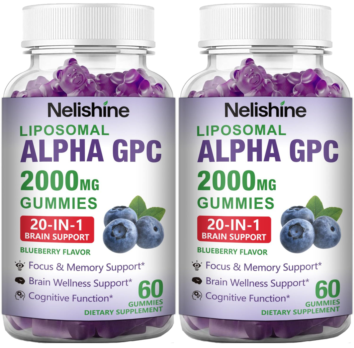 Gummies Nelishine Alpha GPC 2000mg boîte avant