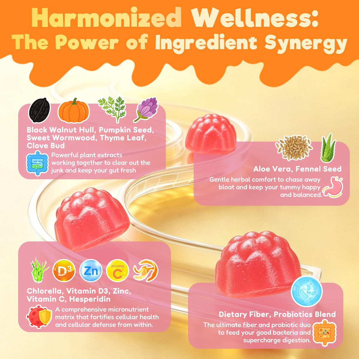 Gummies Nettoyage Intestinal Adeqauom vue de côté
