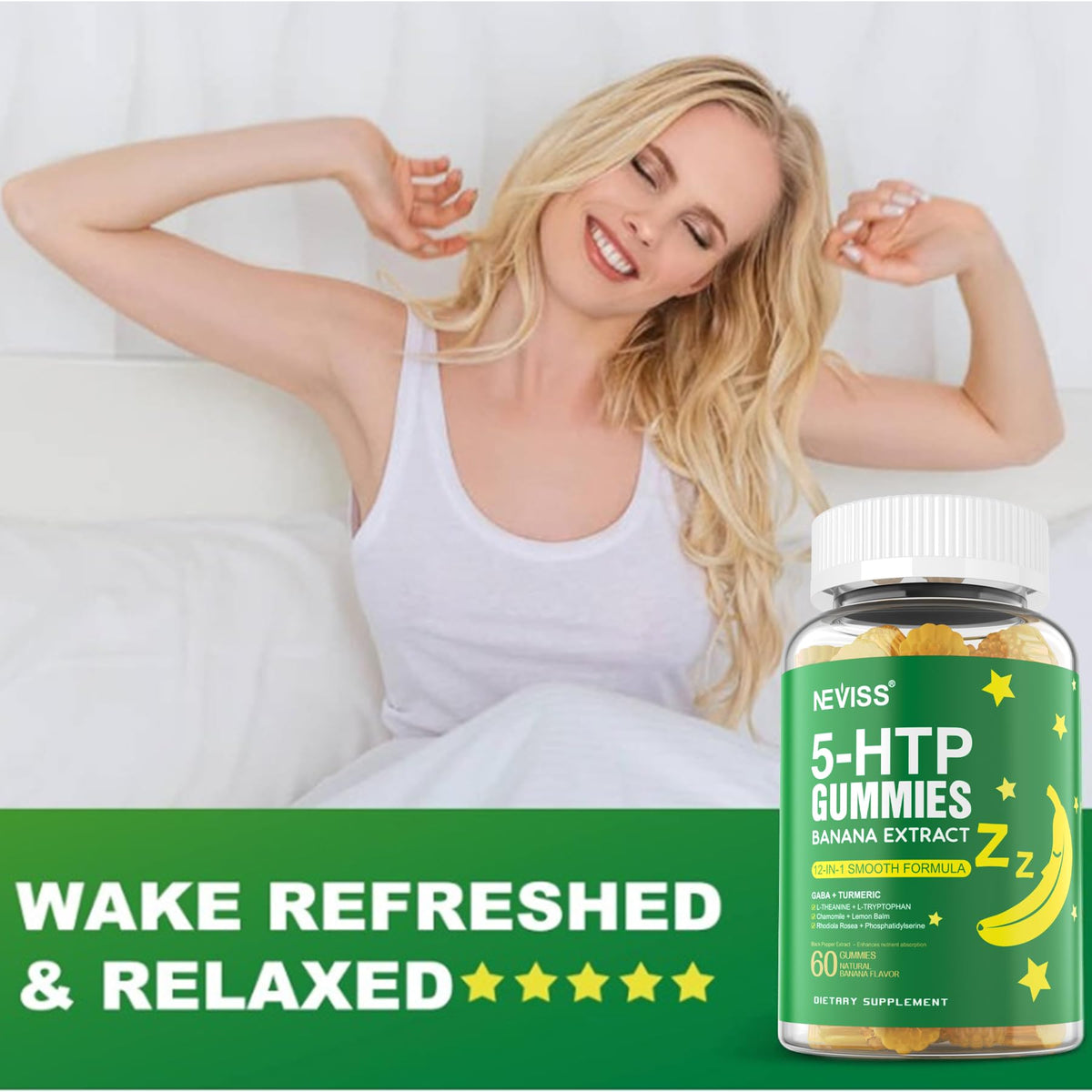 Gummies NEVISS 5-HTP 400mg, vue de dessus