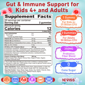 Gummies NEVISS avec saveur pêche, présentation en gros plan