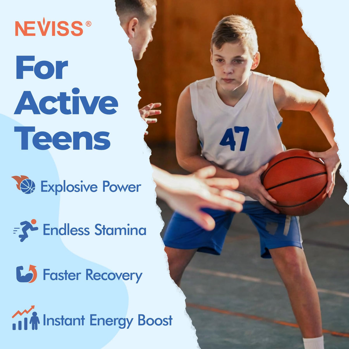 Gummies NEVISS avec un adolescent souriant
