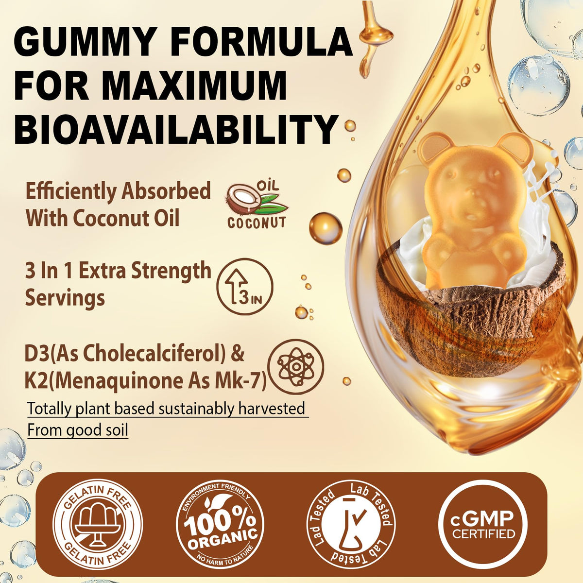 Gummies NEVISS D3 K2 5000 IU et bouteille