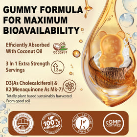 Gummies NEVISS D3 K2 5000 IU et bouteille
