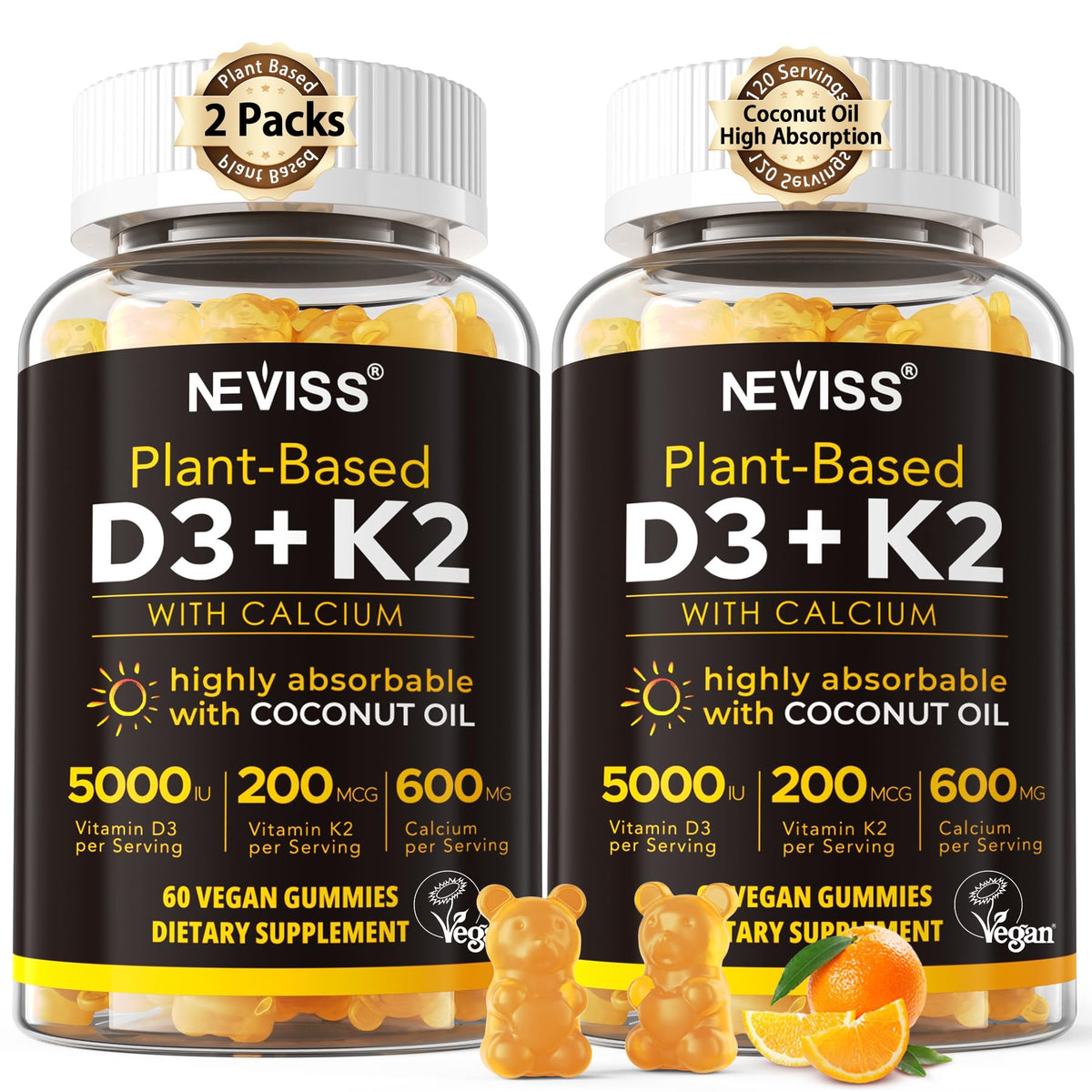 Gummies NEVISS D3 K2 5000 IU orange, vue de face