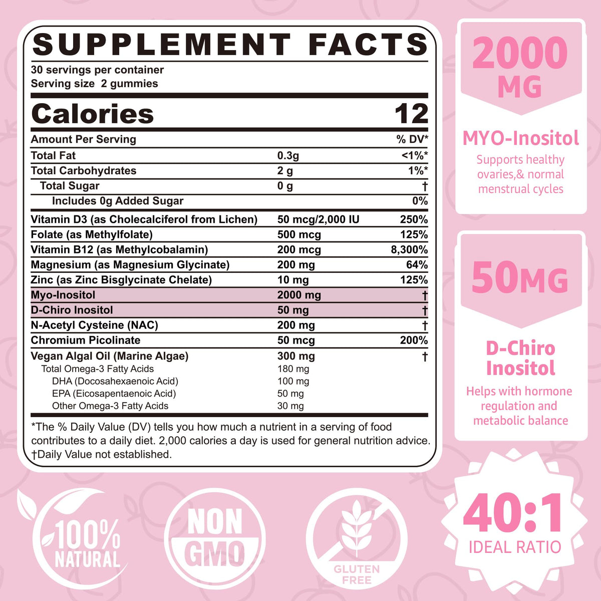 Gummies NEVISS Myo-Inositol & D-Chiro Inositol vue de côté