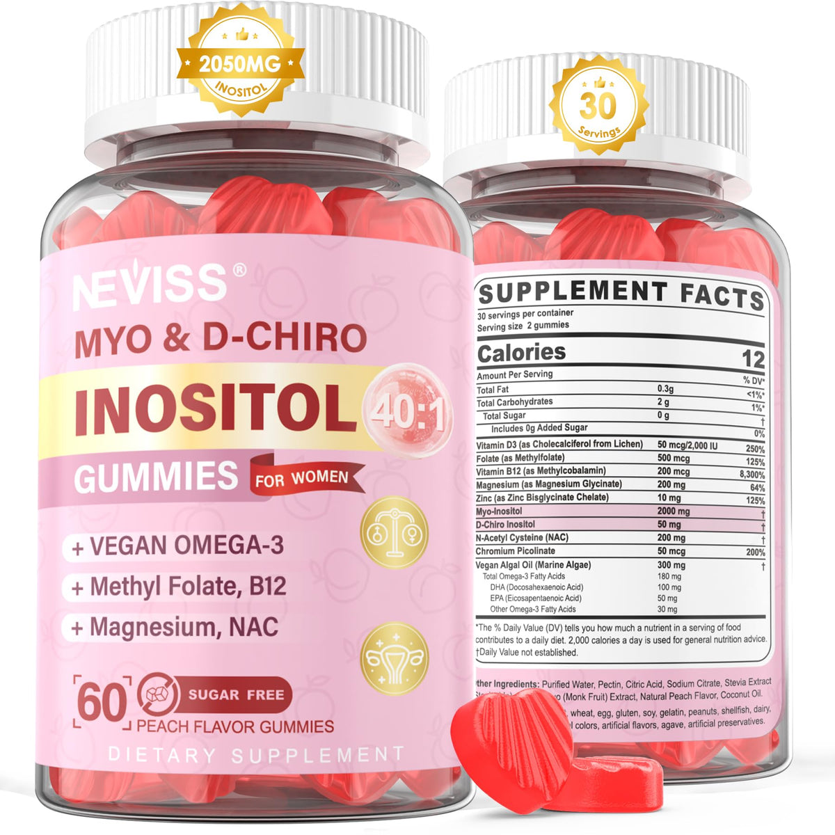 Gummies NEVISS Myo-Inositol et D-Chiro Inositol en pot de 30 unités