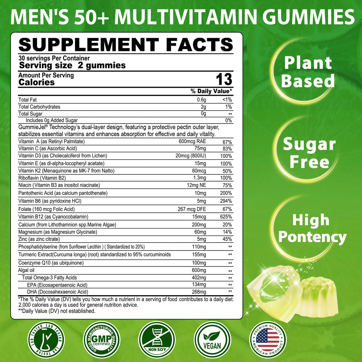Gummies NEVISS pour hommes 50+, présentation des gummies dans un bol