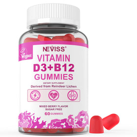 Gummies NEVISS Vitamine D3 Vegan 5000 IU et B12 1000 mcg, vue de face