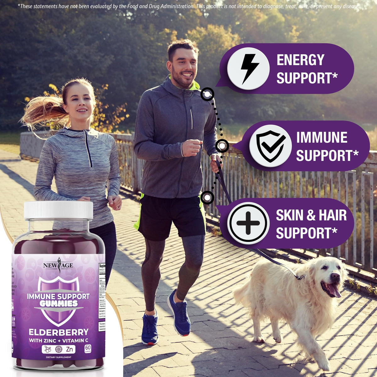 Gummies NEW AGE au Sureau Noir avec étiquette et informations nutritionnelles