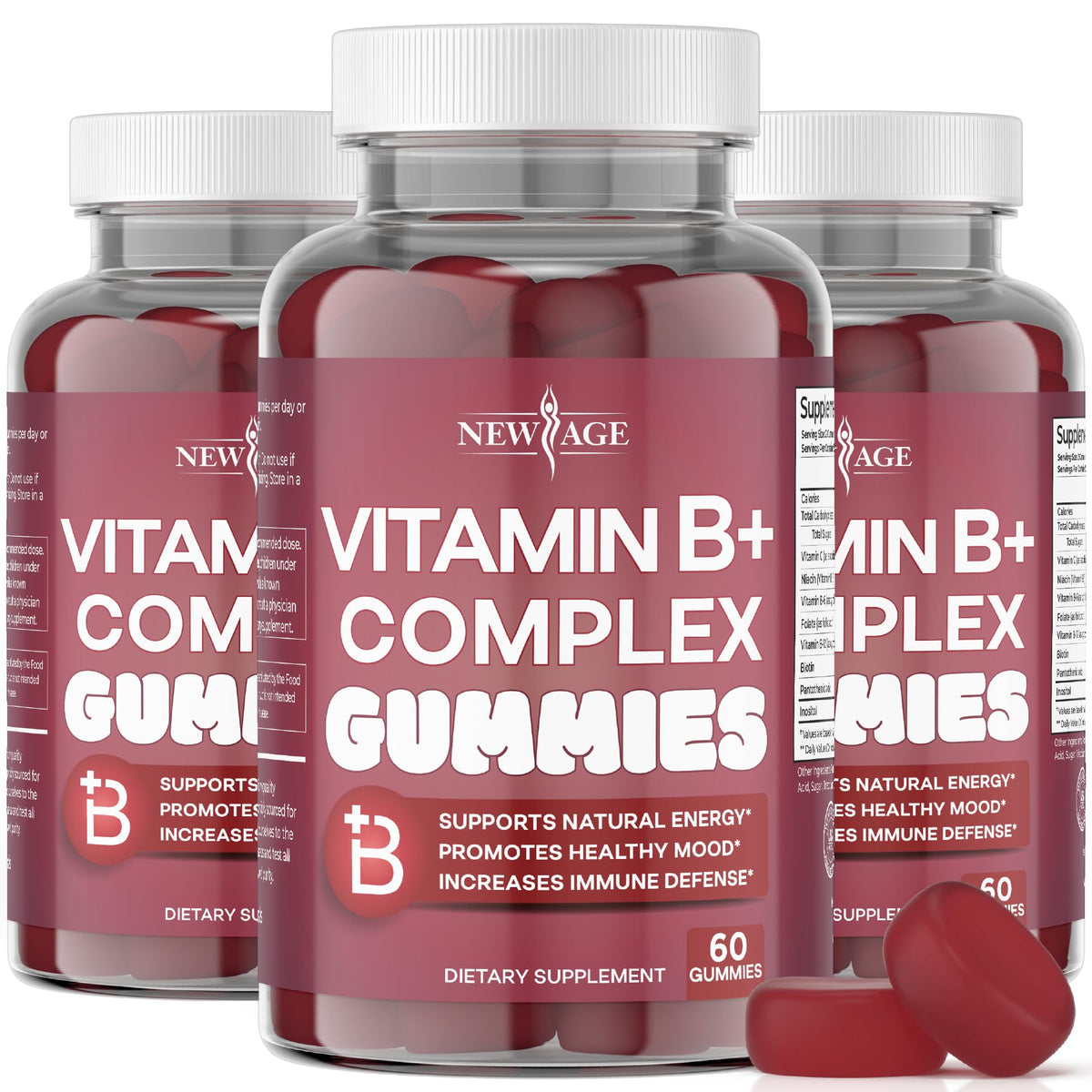 Gummies NEW AGE Complexe de Vitamines B avec goût de baies, 180 gummies