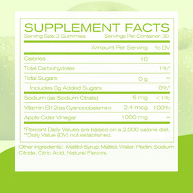 Gummies NEWELLME ACV avec Mère & B12 sur une table
