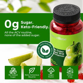 Gummies NEWELLME de vinaigre de cidre de pomme sans sucre, texture douce
