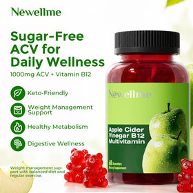 Gummies NEWELLME de vinaigre de cidre de pomme sans sucre, vue de côté