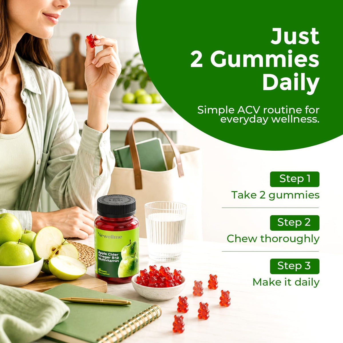 Gummies NEWELLME, mode d'emploi sur l'emballage
